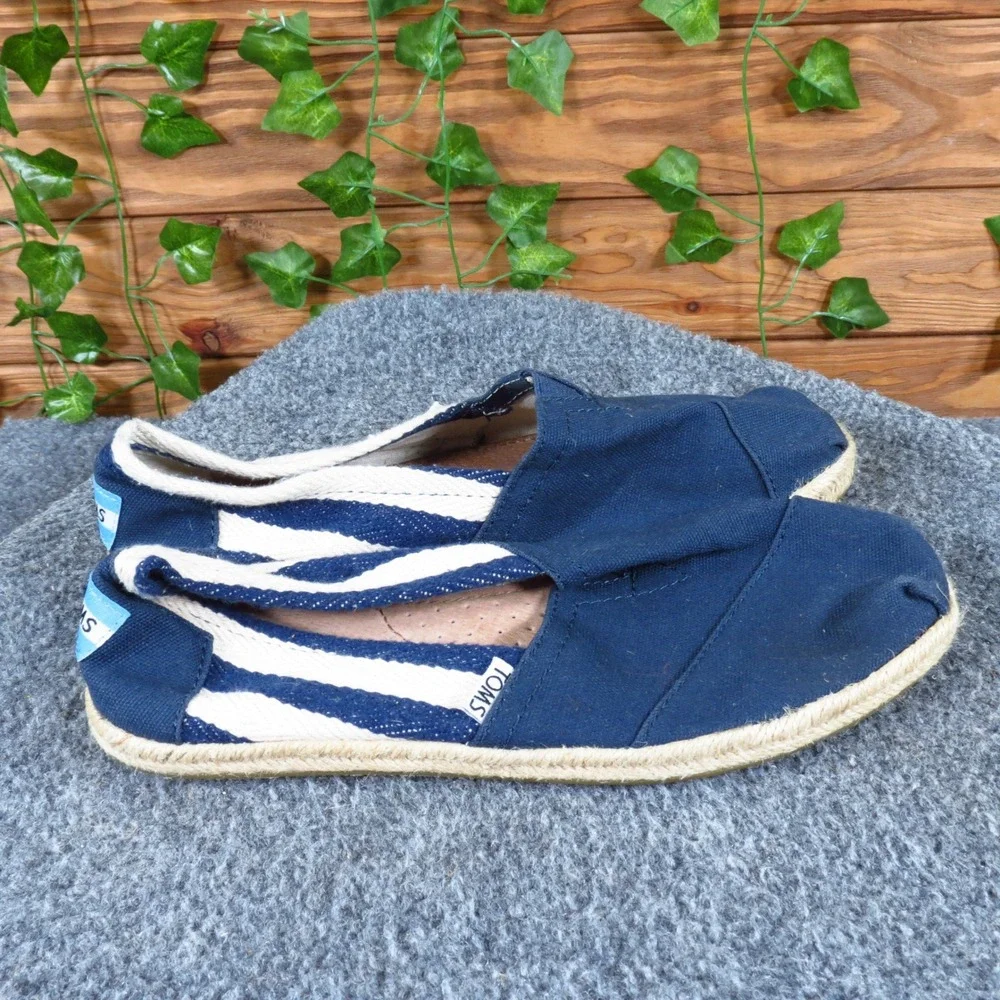Toms University Classics‎ Women Espadrille Shoe Size 7 Casual Navy Blue Canvas